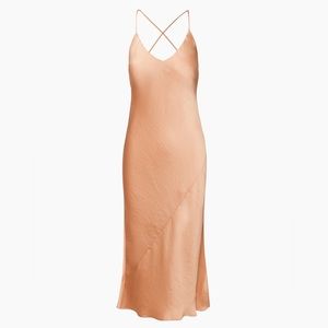 Aritzia Wilfred Only Slit Satin Long Midi Slip Dress in Soft Terracotta
